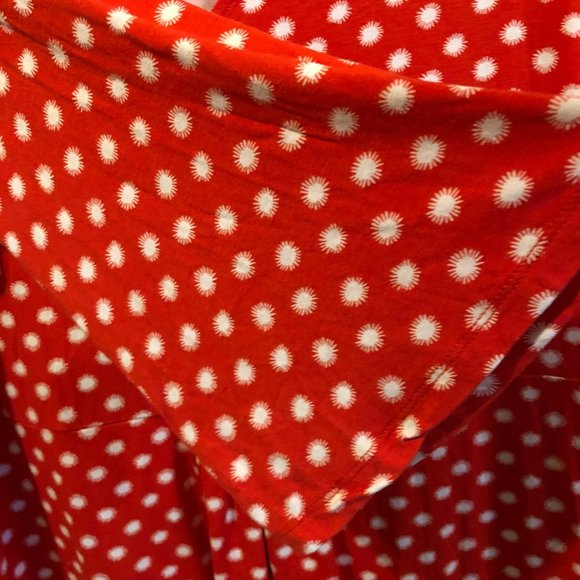 Boden Sz 18 V-Neck Midi Dress Red White Starburst A-Line 3/4 Bell Sleeve Flowy G - Picture 4 of 8